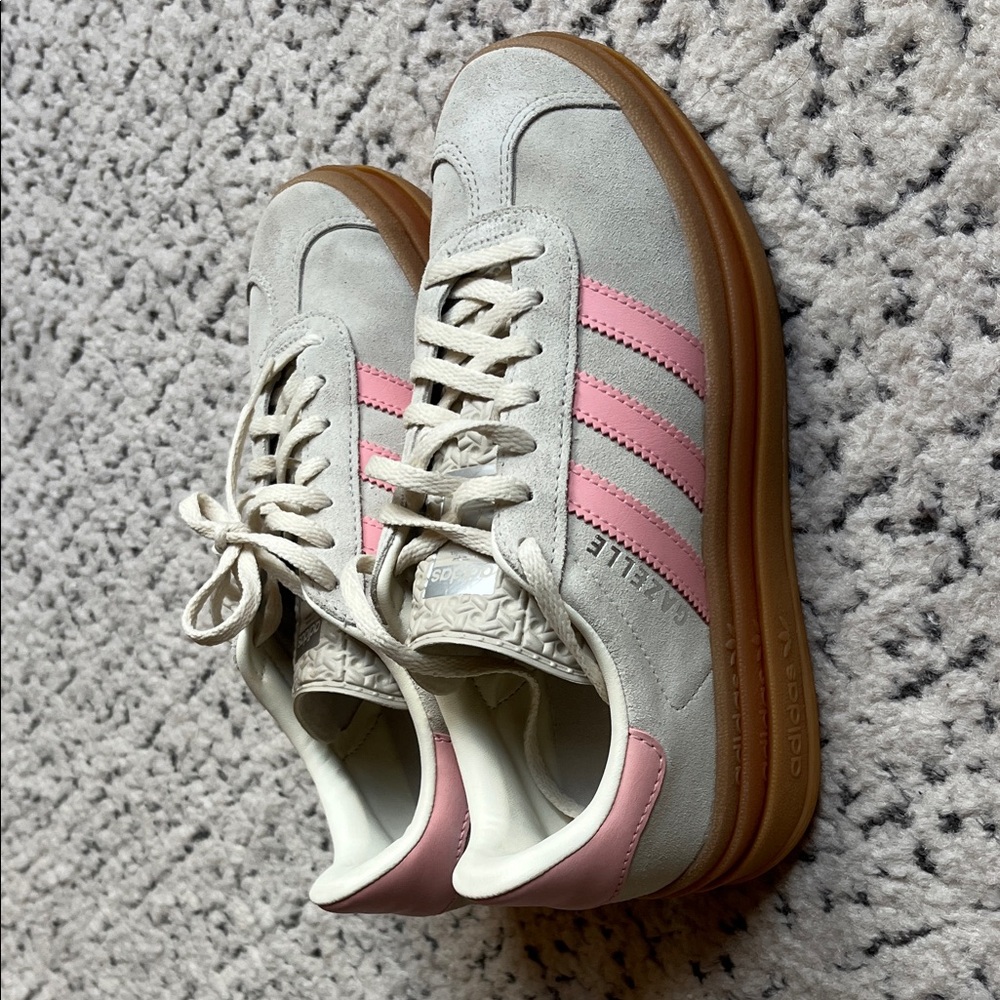 Adidas Cream and Pink Platform Sneakers - Picture 3 of 7